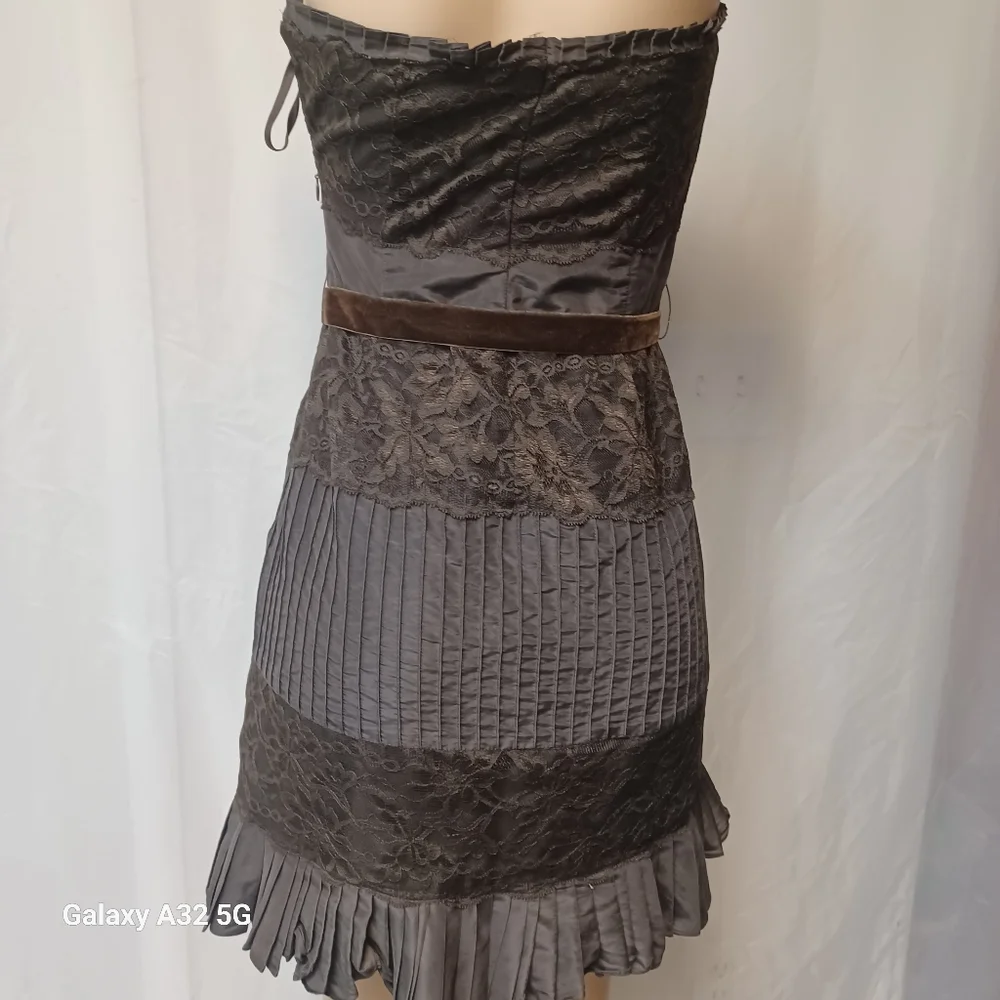 Banana Republic Women Size 4 Brown Strapless Sundress Pleated Cocktail - Picture 7 of 13